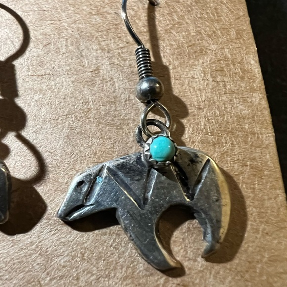 NAVAJO STERLING SILVER TURQUOISE EARRINGS - Picture 8 of 8